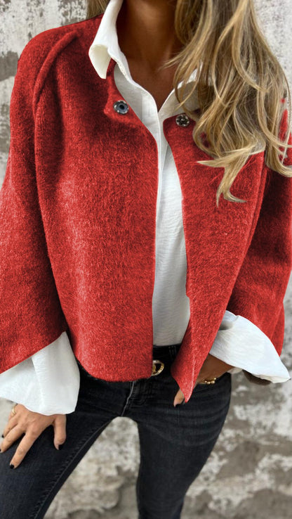 NEW IN- 50% OFF🔥Women's Cotton Woolen Round Neck Woolen Long Sleeve Coat