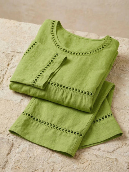 Clearance Sale🔥 Women's Vintage Casual Loose-Fit Linen Two-Piece Set