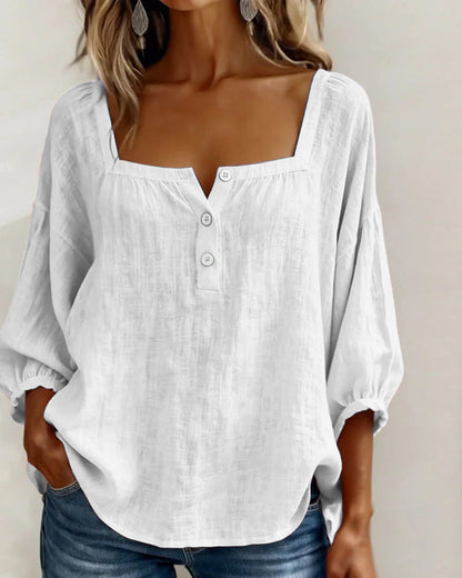 New Arrivals🌸Square Neck Half Button Blouse