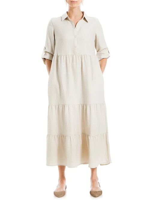 ⏰ LAST DAY SAVE 50% 💥Women's Tiered Long Sleeve Gauze Shirtdress