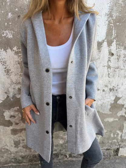 🎄Christmas Sale🔥 Casual Single Breasted Hooded Jacket
