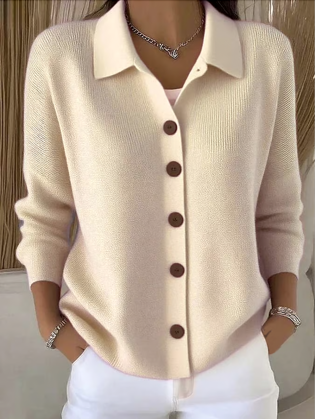 CLEARANCE SALE🔥 Women's Plain Long Sleeve Shawl Collar Casual Cardigan Outerwear
