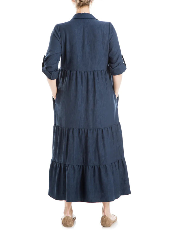 ⏰ LAST DAY SAVE 50% 💥Women's Tiered Long Sleeve Gauze Shirtdress