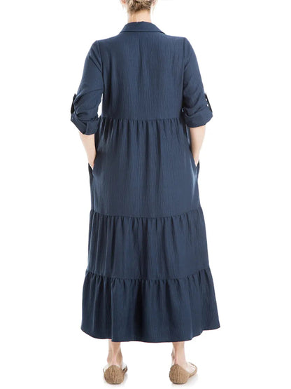 ⏰ LAST DAY SAVE 50% 💥Women's Tiered Long Sleeve Gauze Shirtdress