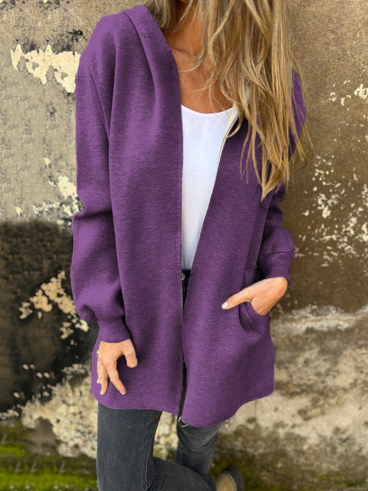 🎄Christmas Sale🔥 Round Neck Zipper Long Sleeve Casual Jacket