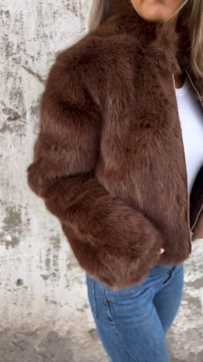 🎄Christmas Sale🔥 Women's High Collar Fur Zipper Casual Jacket