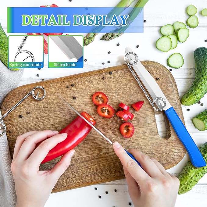 ⚡Adjustable spring-loaded 3-in-1 paring knife