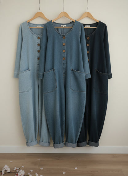 CLEARANCE SALE🔥 Women's Casual Cotton Long sleeves and Denim Jumpsuit