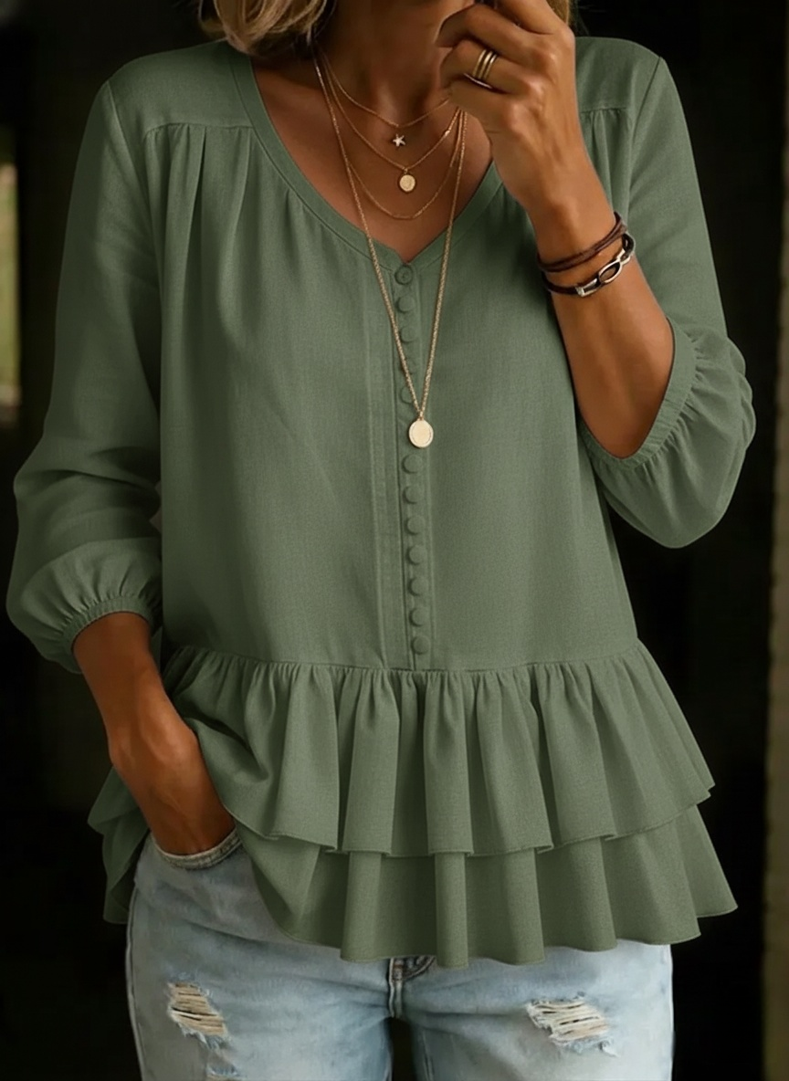New Arrivals🔥 Women's Artistic Retro Pleated Ruffle Cotton-linen Loose Casual Shirt