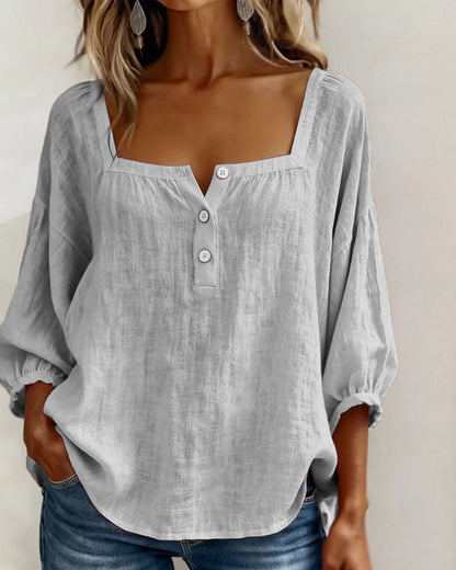 New Arrivals🌸Square Neck Half Button Blouse