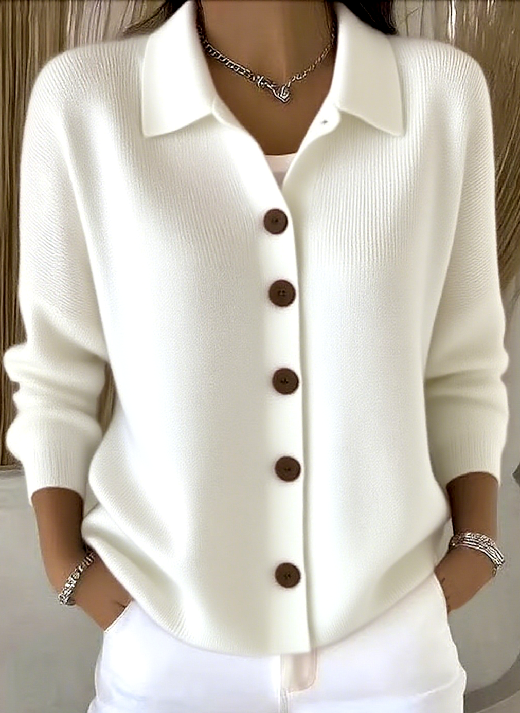 CLEARANCE SALE🔥 Women's Plain Long Sleeve Shawl Collar Casual Cardigan Outerwear