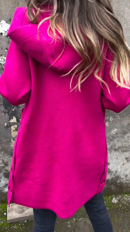 🎄Christmas Sale🔥Women's Hooded Long-sleeved Side Button Design Casual Jacket