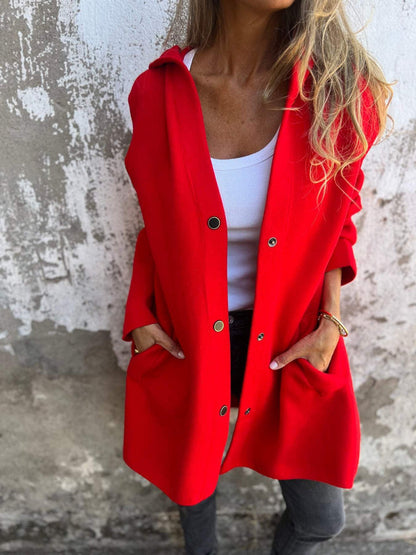 🎄Christmas Sale🔥 Casual Single Breasted Hooded Jacket