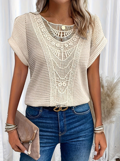 New Arrivals🔥Women's Casual Lace Patchwork Loose Knit Top