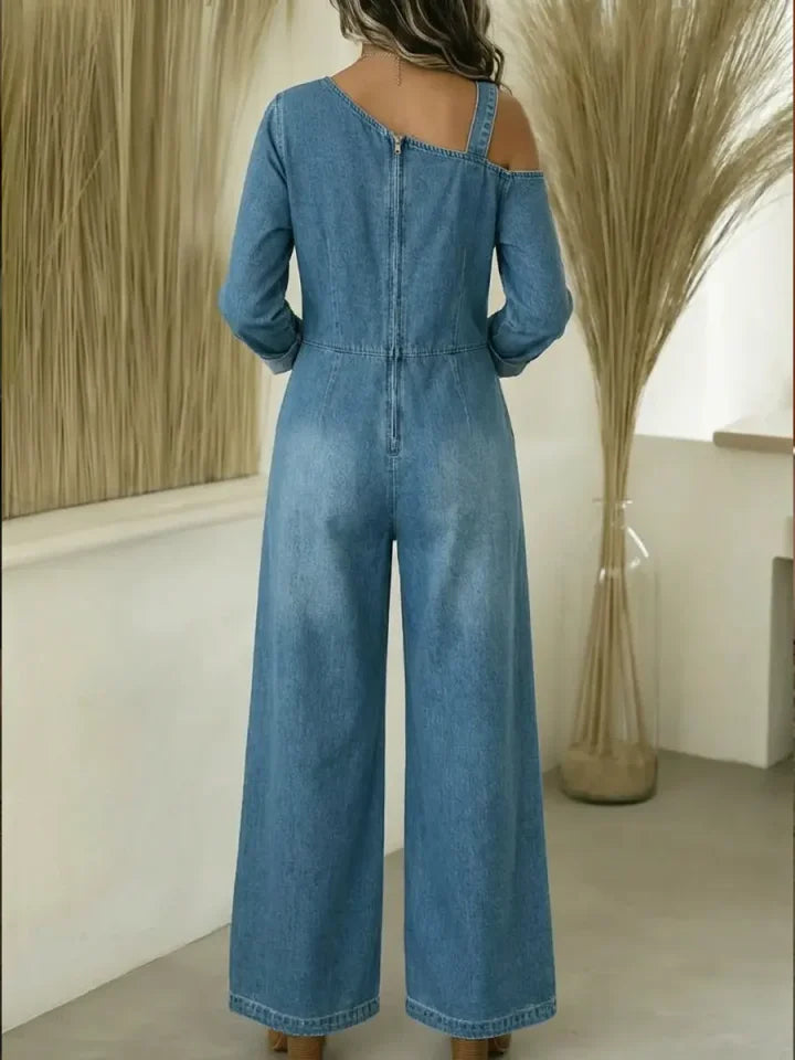 CLEARANCE SALE🔥 Women's Fashionable Off the Shoulder Denim Jumpsuit
