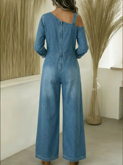 CLEARANCE SALE🔥 Women's Fashionable Off the Shoulder Denim Jumpsuit