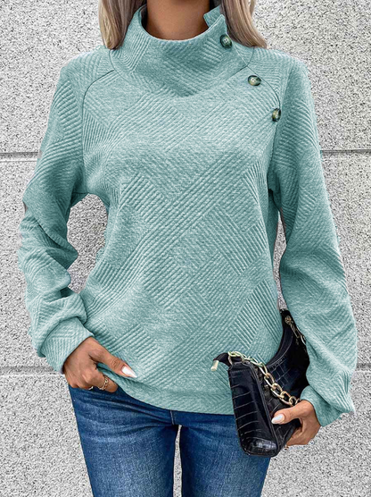🎄Christmas Sale🔥Women's High Neck Special Button Designer Sweatshirt