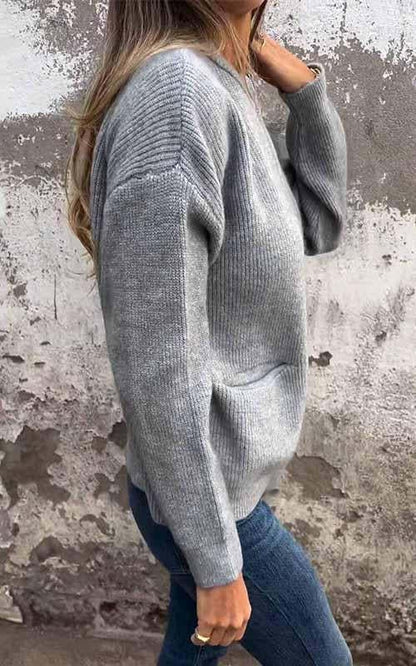 🎄Christmas Sale🔥 Women's Round Neck Zipper Knitted Jacket