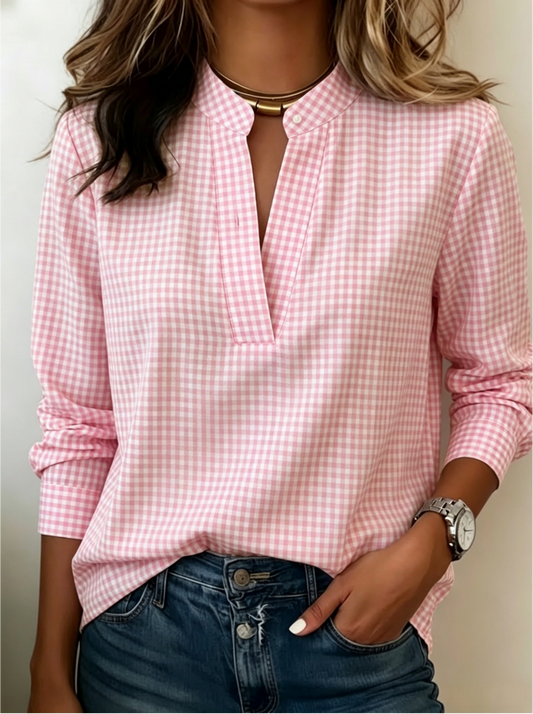 Today 49% Off🔥Women’s Classic Gingham Split V-Neck Blouse