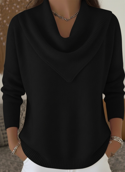 🎄 CLEARANCE SALE🔥 Elegant Retro Soft Triangle Neck Solid Color Sweater Top
