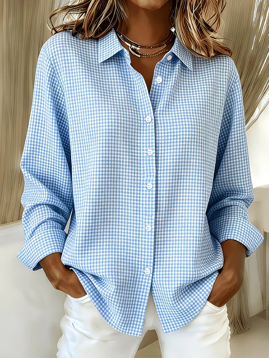 🔥CLEARANCE SALE🔥 Women's Casual Gingham Long Sleeve Button Down Shirt