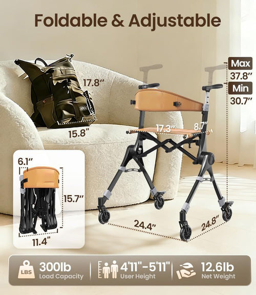 🔥 LIMITED-TIME 50% OFF Foldable Rollator Walker with Seat | Lightweight for Seniors