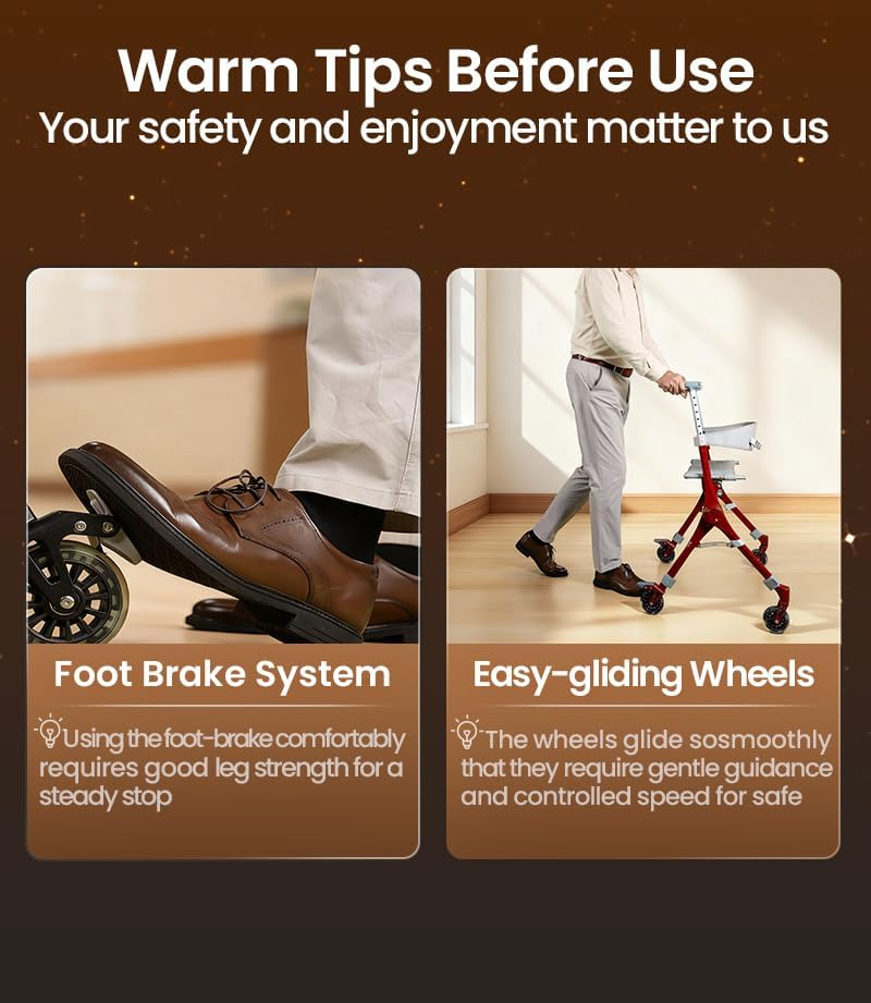 🔥 LIMITED-TIME 50% OFF Foldable Rollator Walker with Seat | Lightweight for Seniors