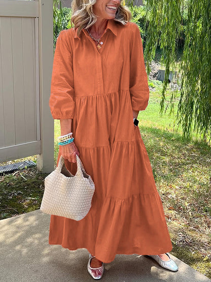🎄Christmas Sale🔥 Loose Cotton Linen Lapel Dress- Tax Free