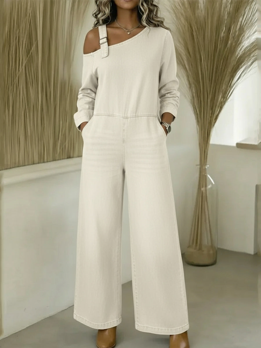 CLEARANCE SALE🔥 Women's Fashionable Off the Shoulder Denim Jumpsuit