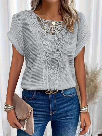 New Arrivals🔥Women's Casual Lace Patchwork Loose Knit Top