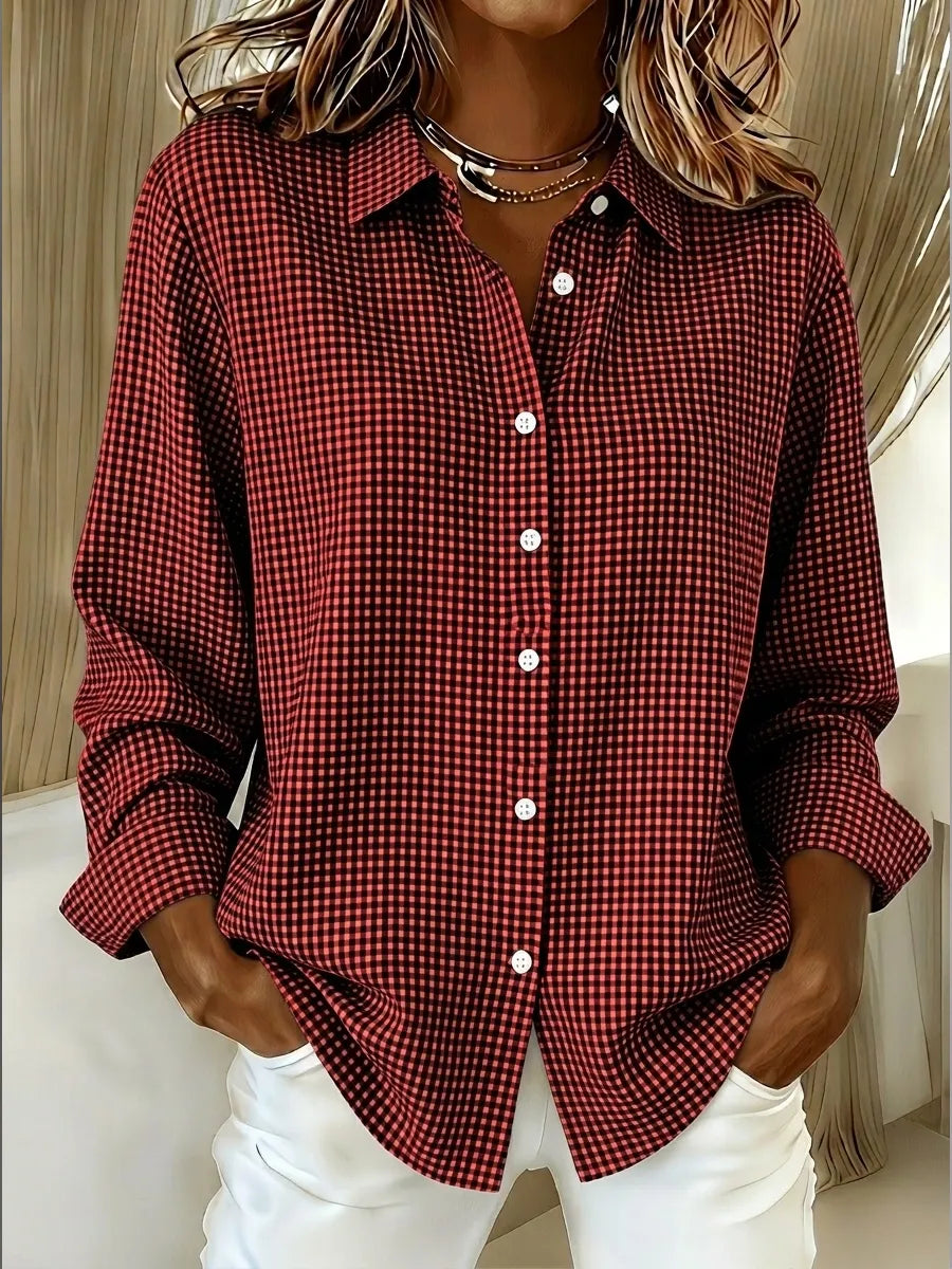 🔥CLEARANCE SALE🔥 Women's Casual Gingham Long Sleeve Button Down Shirt