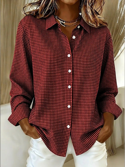 🔥CLEARANCE SALE🔥 Women's Casual Gingham Long Sleeve Button Down Shirt
