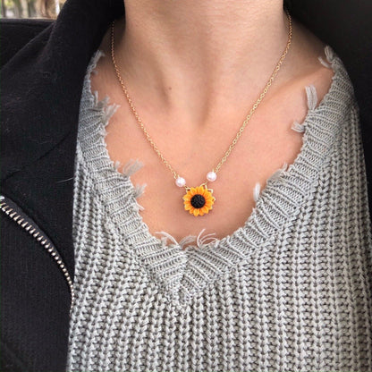 "Sunshine" Sunflower Heart Necklace Jewelry Gift