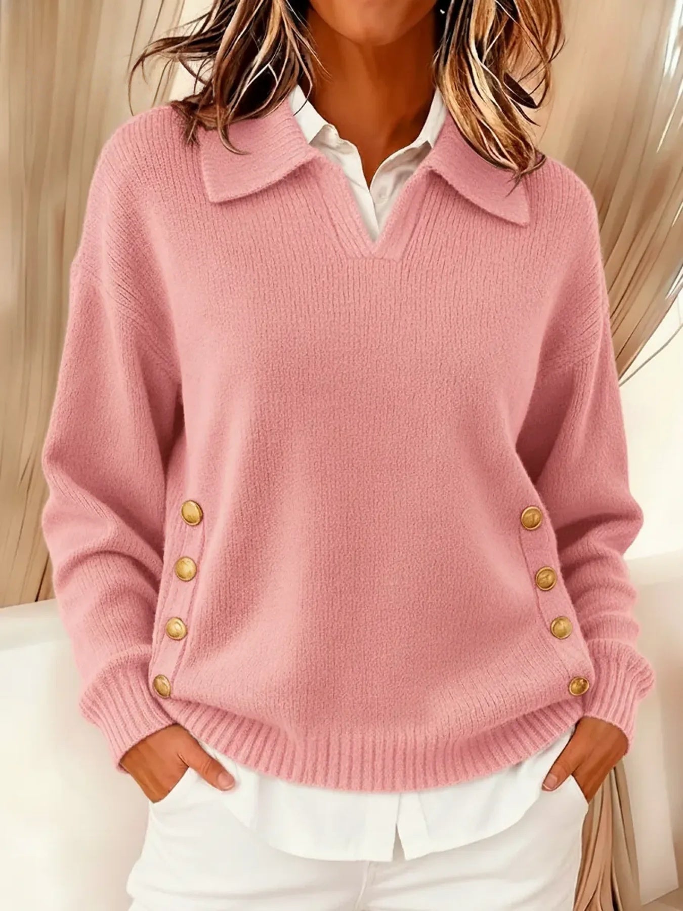 🎄 New Arrivals🔥Women's Comfortable Metal Buckle Pullover Knit Sweater