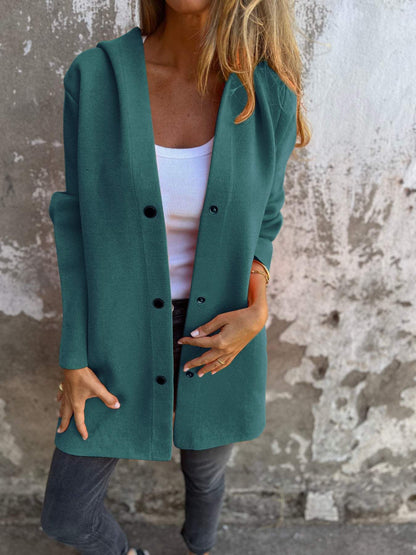 🎄Christmas Sale🔥 Casual Single Breasted Hooded Jacket