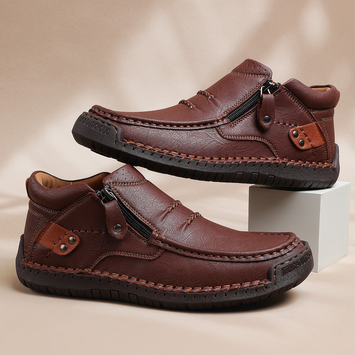 ⏰Limited Time Sale 70% OFF-Men’s Handmade Premium Leather Slip-On Driving Boots