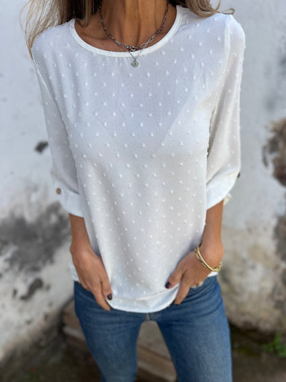 🎄Christmas Sale🔥 Round Neck Embroidered Large Cuffs Casual Shirt