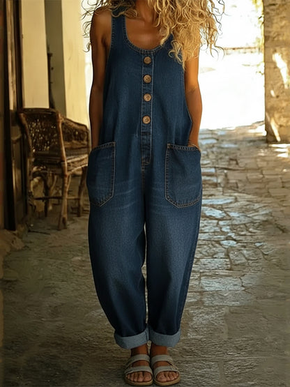 CLEARANCE SALE🔥 Women's Casual Cotton Vest and Denim Jumpsuit