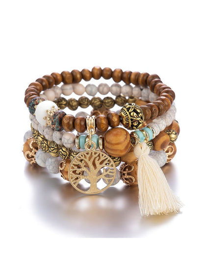 Boho Multi-layered Wooden Beaded Bracelet