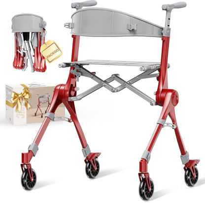 🔥 LIMITED-TIME 50% OFF Foldable Rollator Walker with Seat | Lightweight for Seniors