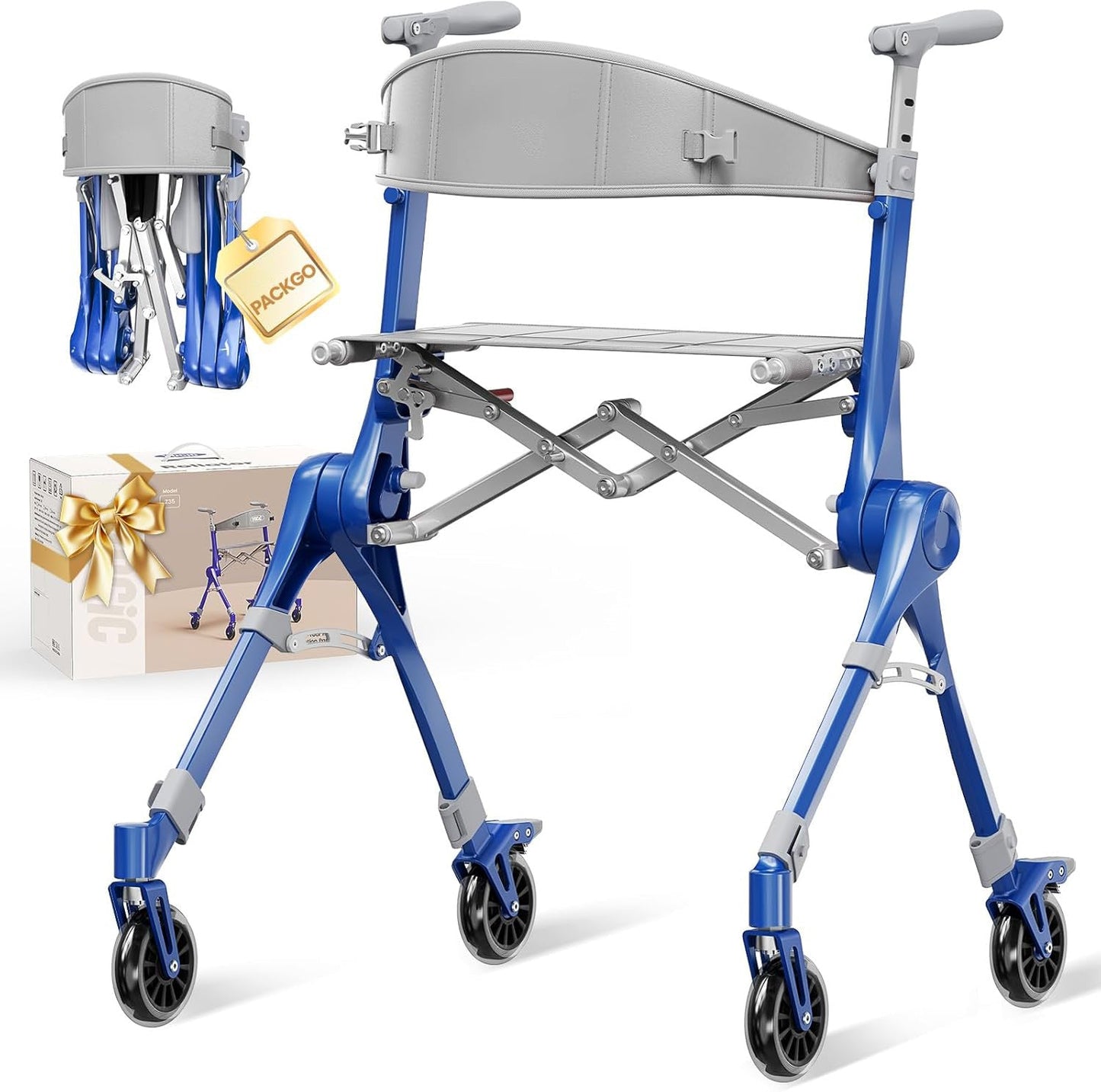 🔥 LIMITED-TIME 50% OFF Foldable Rollator Walker with Seat | Lightweight for Seniors