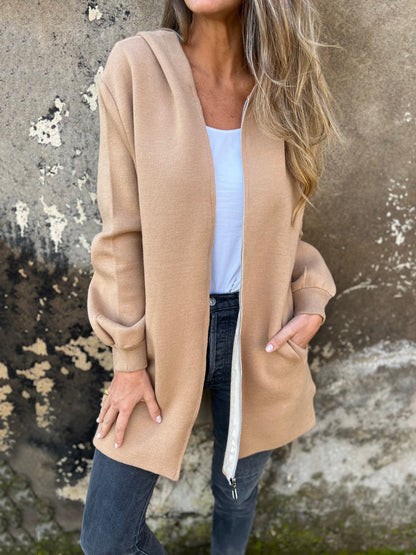 🎄Christmas Sale🔥 Round Neck Zipper Long Sleeve Casual Jacket