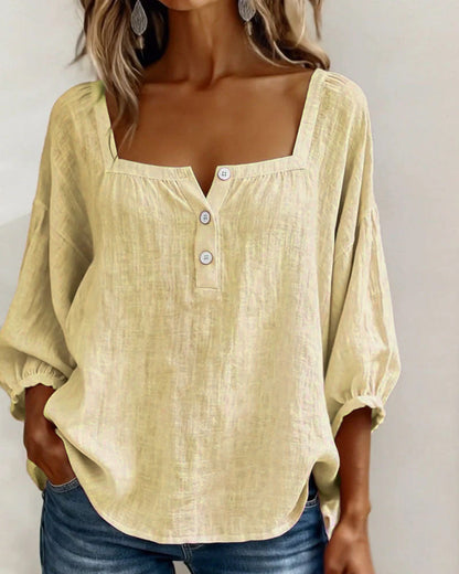 New Arrivals🌸Square Neck Half Button Blouse