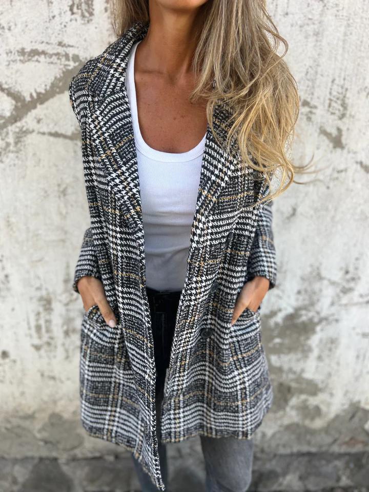 🎄Christmas Sale🔥 Plaid Lapel Blazer Coat