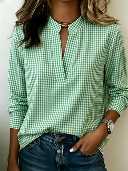 Today 49% Off🔥Women’s Classic Gingham Split V-Neck Blouse