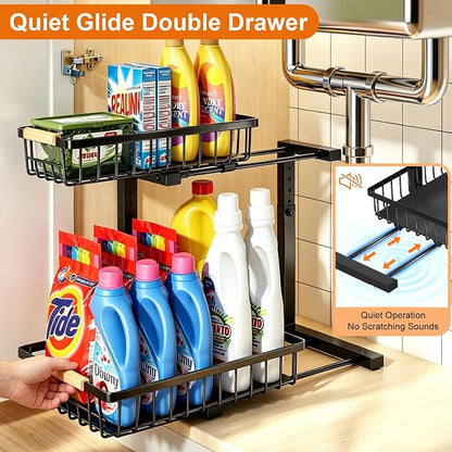 Under Sink Organizer, 2 Pack Height Adjustable Under Sink Organizers and Storage