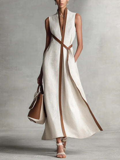 New Arrivals🔥 Women's Stand-up Collar Sleeveless Casual Loose Cotton and Linen Dress