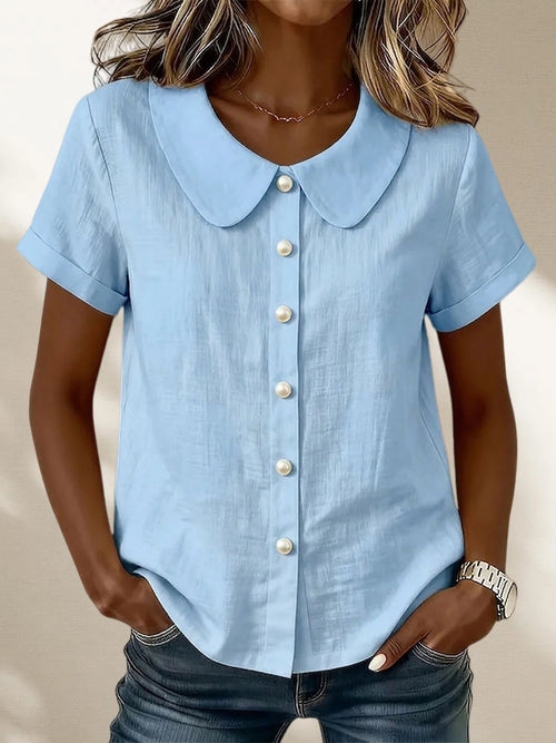 New Arrivals🔥Women's Peter Pan Collar Casual Button-up Cotton Linen Top