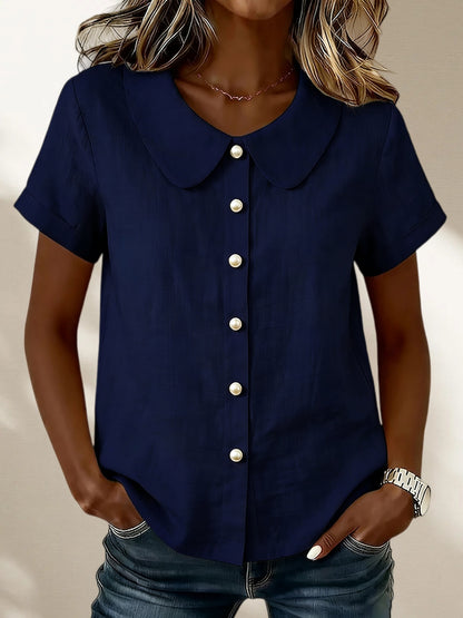 New Arrivals🔥Women's Peter Pan Collar Casual Button-up Cotton Linen Top