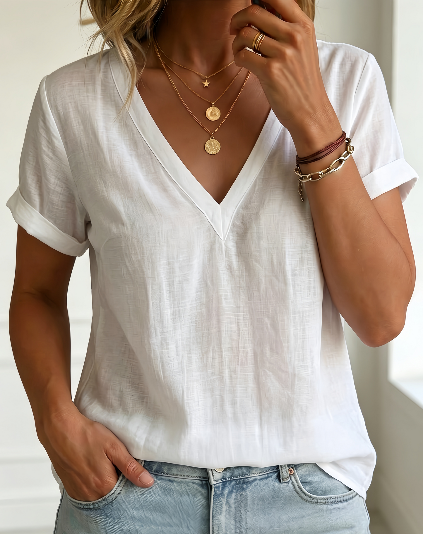 HOT SALE🔥Women's V-neck Short-sleeve Top